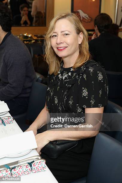 Sarah Mower attends the Rupert Sanderson festive Christmas Lunch at Bruton Place on December 14, 2016 in London, England.