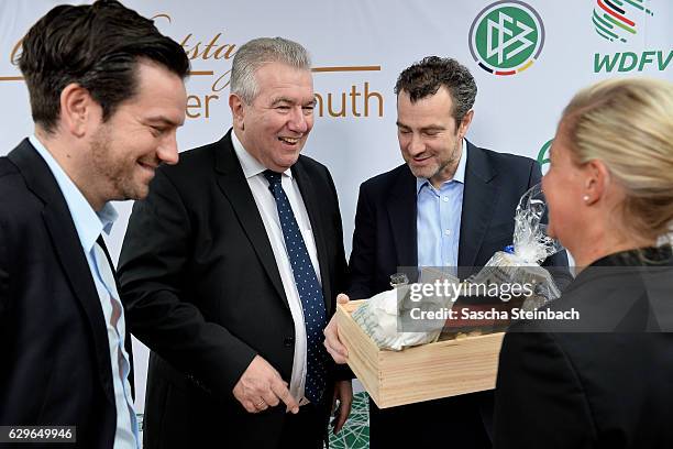 Vice president Peter Frymuth welcomes guests during his 60th birthday matinee on December 14, 2016 in Duesseldorf, Germany.