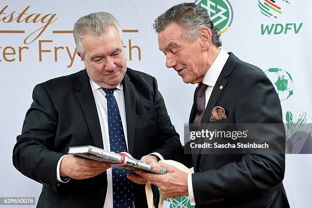 Vice president Peter Frymuth welcomes guests during his 60th birthday matinee on December 14, 2016 in Duesseldorf, Germany.