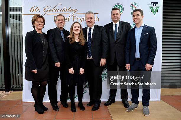 Sabrina Frymuth, DFB senior vice president Rainer Koch, Victoria Frymuth, DFB vice president Peter Frymuth, DFB president Reinhard Grindel and...