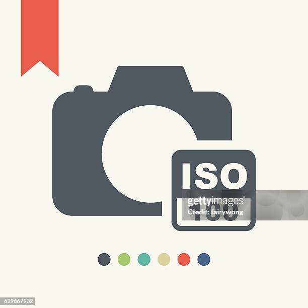 iso - camera film speed standard icon - camara reflex stock illustrations