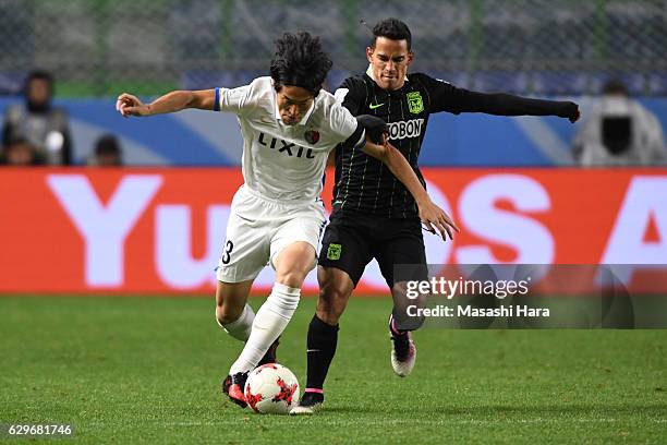 Mu Kanazaki of Kashima Antlers in action during the FIFA Club World Cup Semi Final between Atletico Nacional and Kashima Antlers at Suita City...