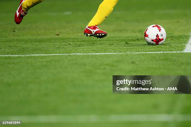 Hitoshi Sogahata of Kashima Antlers takes a goal kick during the FIFA Club World Cup Semi Final match between Atletico Nacional and Kashima Antlers...