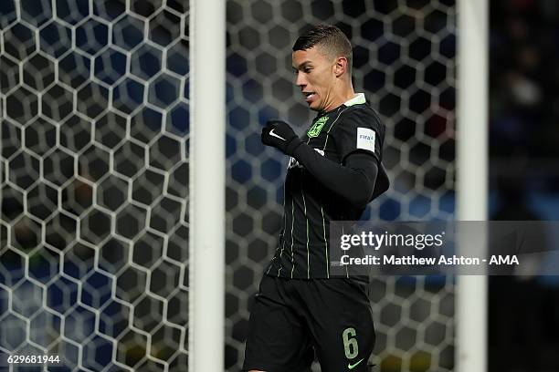 Matheus Uribe of Atletico Nacional reacts to a missed chance during the FIFA Club World Cup Semi Final match between Atletico Nacional and Kashima...