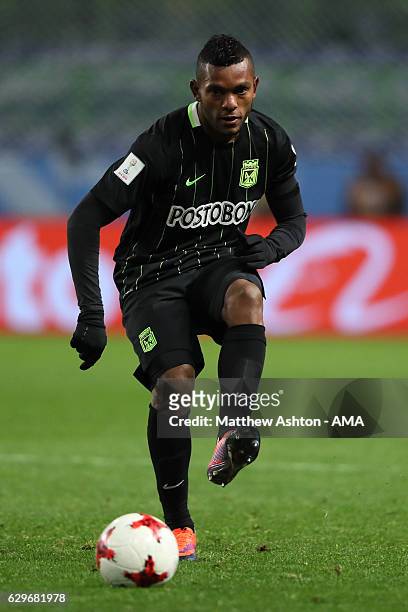 Miguel Borja of Atletico Nacional in action during the FIFA Club World Cup Semi Final match between Atletico Nacional and Kashima Antlers at Suita...