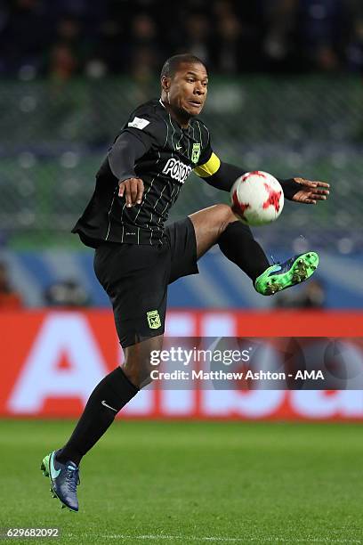 Alexis Henriquez of Atletico Nacional in action during the FIFA Club World Cup Semi Final match between Atletico Nacional and Kashima Antlers at...