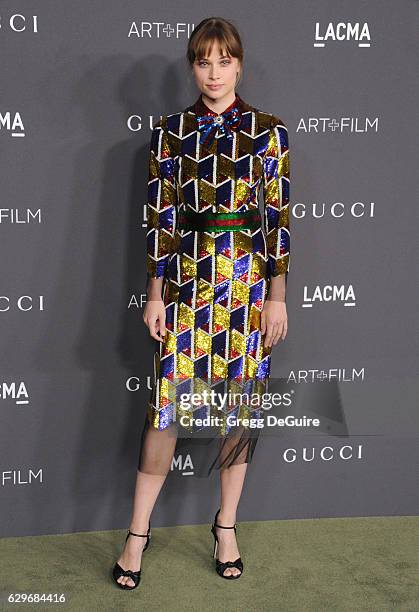 Actress Makenzie Leigh, wearing Gucci, arrives at the 2016 LACMA Art + Film Gala Honoring Robert Irwin And Kathryn Bigelow Presented By Gucci at...