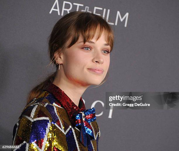 Actress Makenzie Leigh, wearing Gucci, arrives at the 2016 LACMA Art + Film Gala Honoring Robert Irwin And Kathryn Bigelow Presented By Gucci at...