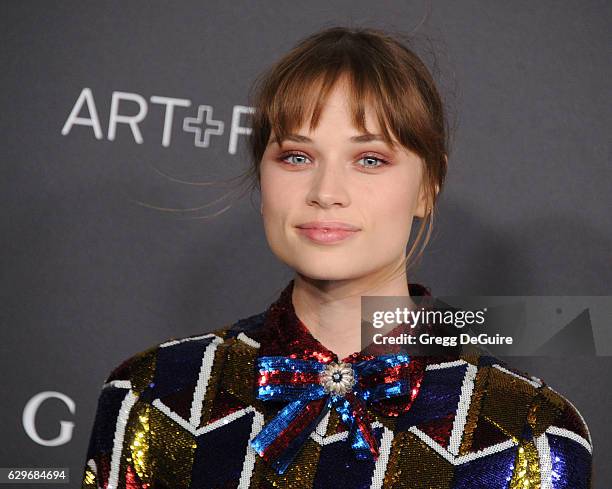 Actress Makenzie Leigh, wearing Gucci, arrives at the 2016 LACMA Art + Film Gala Honoring Robert Irwin And Kathryn Bigelow Presented By Gucci at...