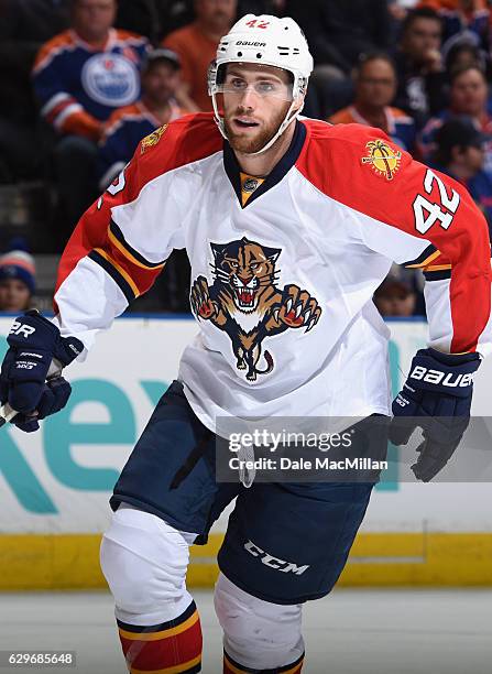 Quinton Howden of the Florida Panthers plays in the game against the Edmonton Oilers at Rexall Place on January 10, 2016 in Edmonton, Alberta, Canada.