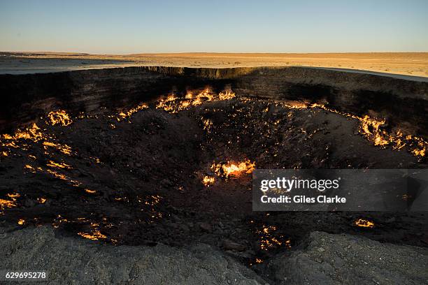 The "Door to Hell" is a natural gas field in Derweze, Turkmenistan, that collapsed into an underground cavern in 1971, becoming a natural gas crater....