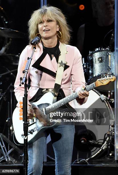 Chrissie Hynde of The Pretenders performs at Golden 1 Center on December 13, 2016 in Sacramento, California.