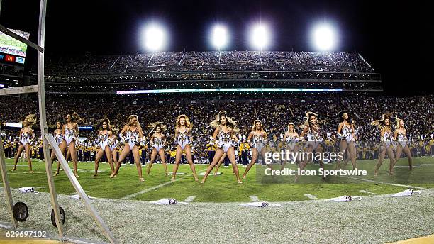 The LSU Tigers' Golden Girls entertain the crowd during the LSU Tigers game versus the Ole Miss Rebels on October 22 at Tiger Stadium in Baton Rouge,...