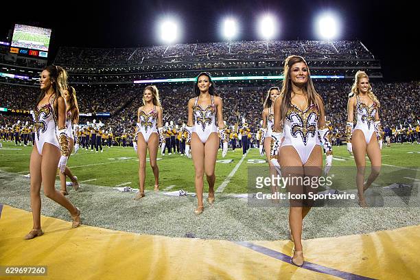 The LSU Tigers' Golden Girls entertain the crowd during the LSU Tigers game versus the Ole Miss Rebels on October 22 at Tiger Stadium in Baton Rouge,...