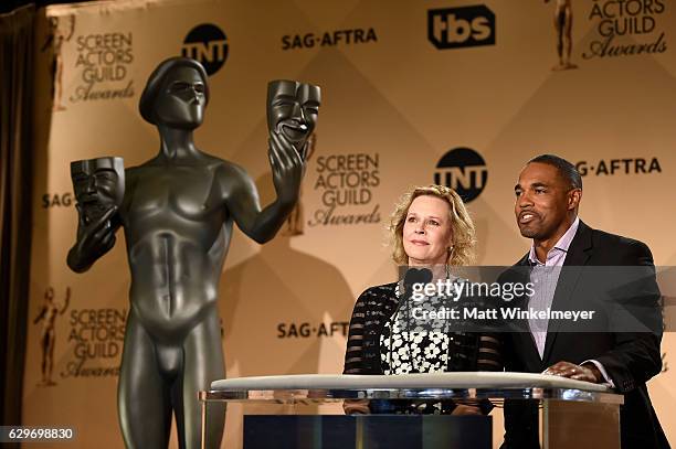 Awards Committee Chairs JoBeth Williams and Jason George speak onstage during the SAG Awards Online Holiday Auction benefits the SAG-AFTRA Foundation...