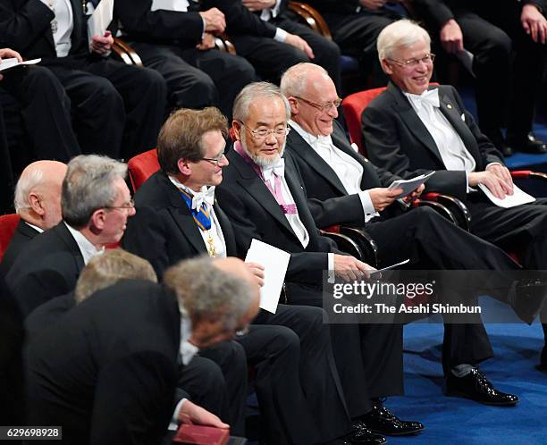 Nobel Prize in Physiology or Medicine laureate Yoshinori Ohsumi is seen during the Nobel Prize Awards Ceremony at Concert Hall on December 10, 2016...