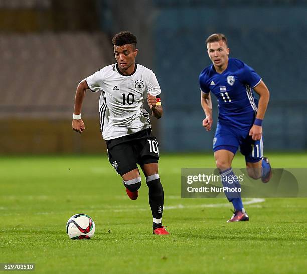 Timothy Tillman of Germany in action during the Under 18 International Friendly match between Israel and Germany on December 13, 2016 in Ramat Gan,...