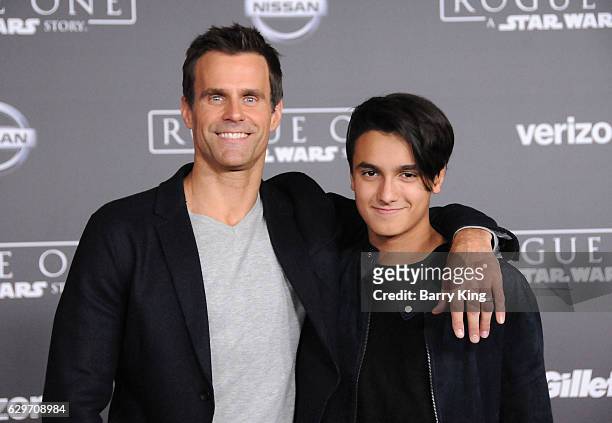 Personality Cameron Mathison and son Lucas Arthur Mathison attend the premiere of Walt Disney Pictures and Lucasfilms' 'Rogue One: A Star Wars Story'...