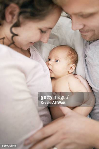love on all sides - parents and new born stock pictures, royalty-free photos & images