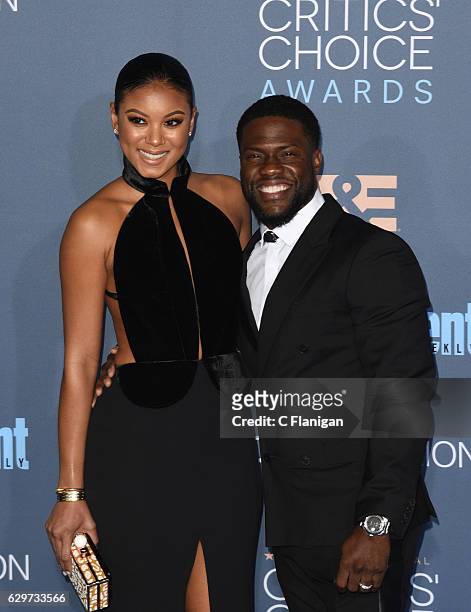 Eniko Parrish and actor Kevin Hart attend The 22nd Annual Critics' Choice Awards at Barker Hangar on December 11, 2016 in Santa Monica, California. T