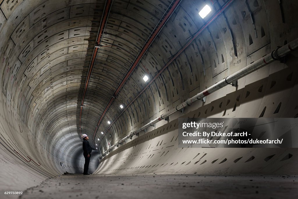 Man at work in tunnel