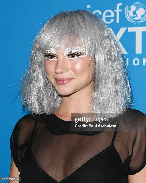 Actress Allie Gonino attends the 4th annual UNICEF Masquerade Ball at Clifton's Cafeteria on October 27, 2016 in Los Angeles, California.