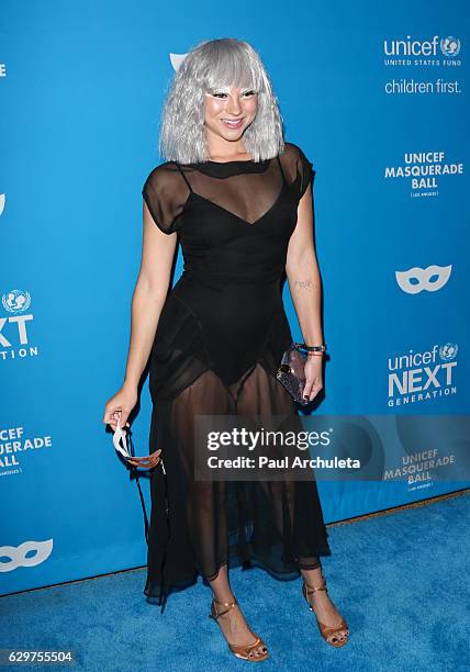 Actress Allie Gonino attends the 4th annual UNICEF Masquerade Ball at Clifton's Cafeteria on October 27, 2016 in Los Angeles, California.