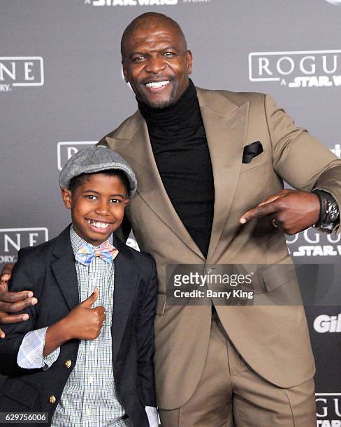 Actor Terry Crews and son Isaiah Crews attend the premiere of Walt Disney Pictures and Lucasfilms' 'Rogue One: A Star Wars Story' at the Pantages...
