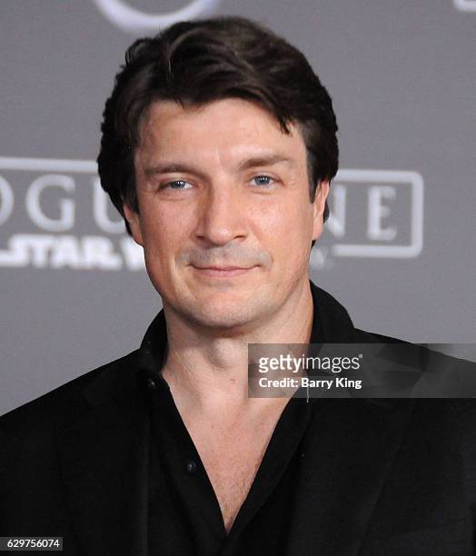 Actor Nathan Fillion attends the premiere of Walt Disney Pictures and Lucasfilms' 'Rogue One: A Star Wars Story' at the Pantages Theatre on December...