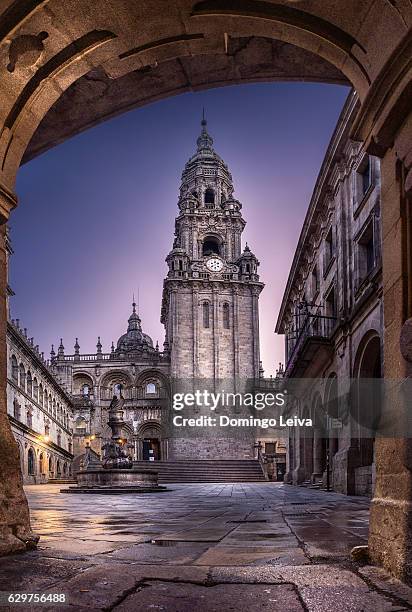 cathedral of santiago de compostela from plaza de las platerias, spain - santiago de compostela fotografías e imágenes de stock