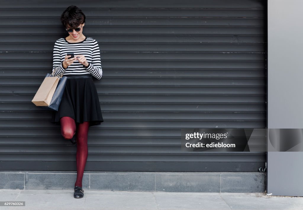 Woman looking at mobile phone