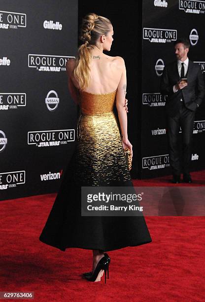 Actress Jaime King attends the premiere of Walt Disney Pictures and Lucasfilms' 'Rogue One: A Star Wars Story' at the Pantages Theatre on December...