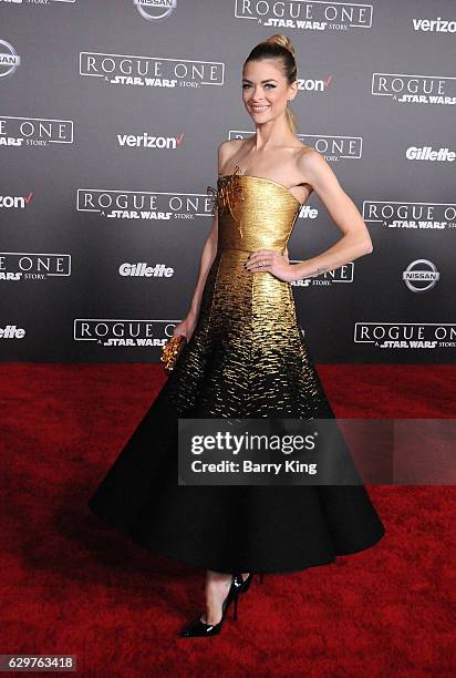 Actress Jaime King attends the premiere of Walt Disney Pictures and Lucasfilms' 'Rogue One: A Star Wars Story' at the Pantages Theatre on December...