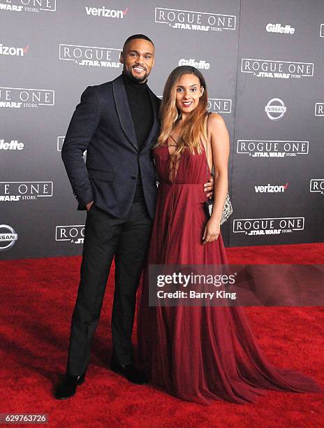 Actor Jeff Pierre and Chantel McKenzie attend the premiere of Walt Disney Pictures and Lucasfilms' 'Rogue One: A Star Wars Story' at the Pantages...