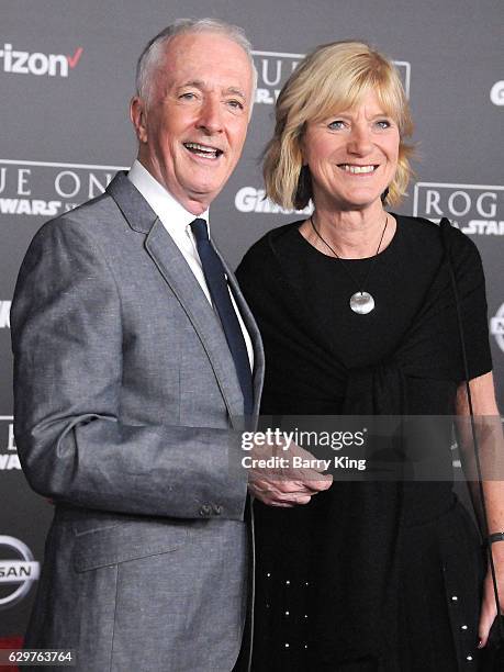 Actor Anthony Daniels and Christine Savage attend the premiere of Walt Disney Pictures and Lucasfilms' 'Rogue One: A Star Wars Story' at the Pantages...