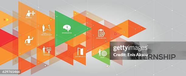internship banner and icons - guiding principles infographic stock illustrations