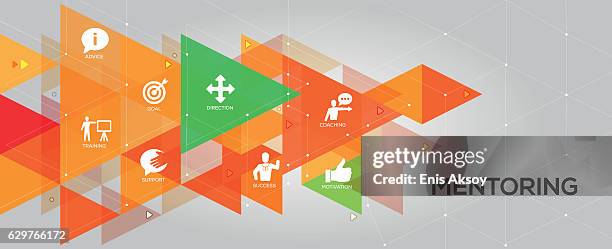 mentoring banner and icons - small business training stock illustrations
