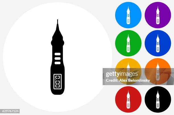 voltmeter icon on flat color circle buttons - voltmeter stock illustrations