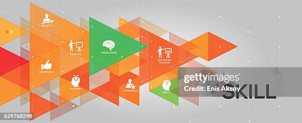 skill banner and icons - cv template stock illustrations