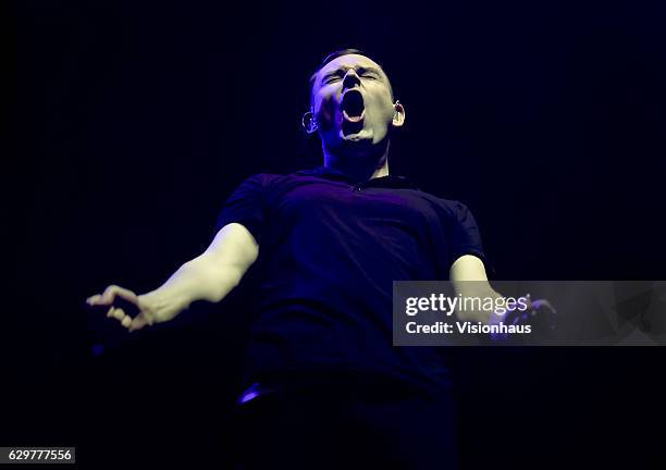 James Graham, lead singer with the Twilight Sad perfoms as support to the Cure at the Manchester Arena on November 29, 2016 in Manchester, England.