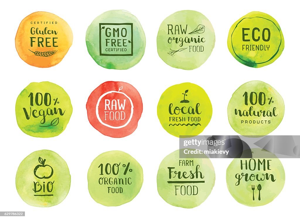 Etiquetas de alimentos naturales orgánicos