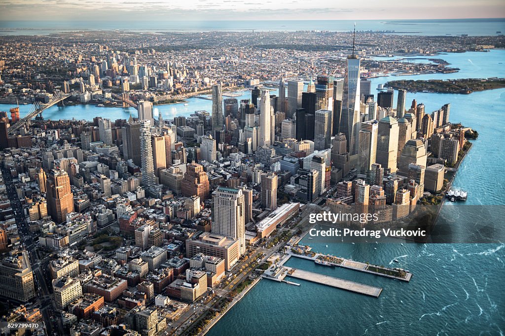 Aerial view of Manhattan island