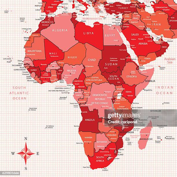 africa map - middle east map vector stock illustrations