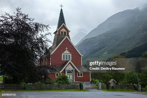 olden church in stryn municipality, sogn og fjordane, norway - olden foto e immagini stock