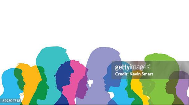 head profiles - diversity concepts stock illustrations