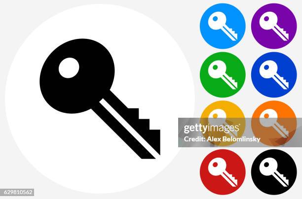 key icon on flat color circle buttons - house key white background stock illustrations