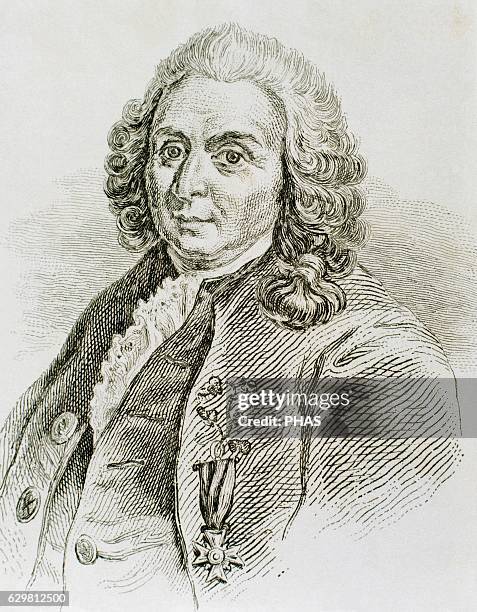 Carl Linnaeus . Swedish physician and botanist. Portrait. Engraving.