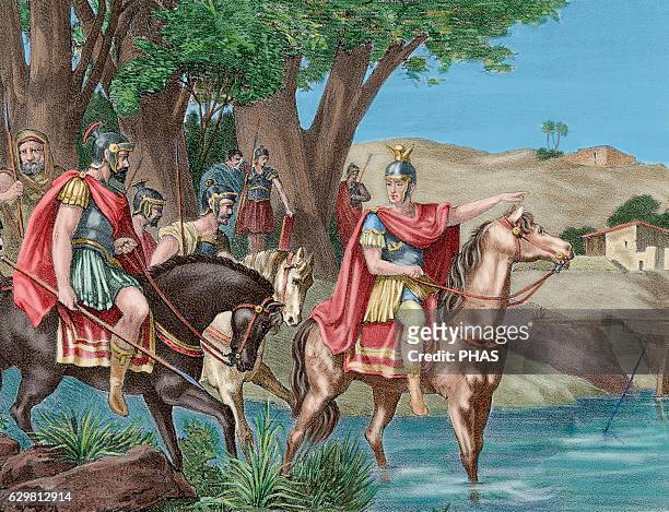 Caesar's Civil War . Battle of Ilerda . Gaius Julius Caesar , politician, general and Roman writer, during his campaign against Pompey in Hispanic...