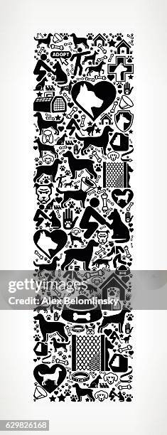 letter i dog and canine pet black icon pattern - dog catcher stock illustrations
