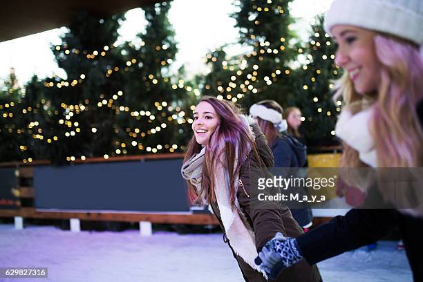 winter adventures - ice skating rink stock pictures, royalty-free photos & images